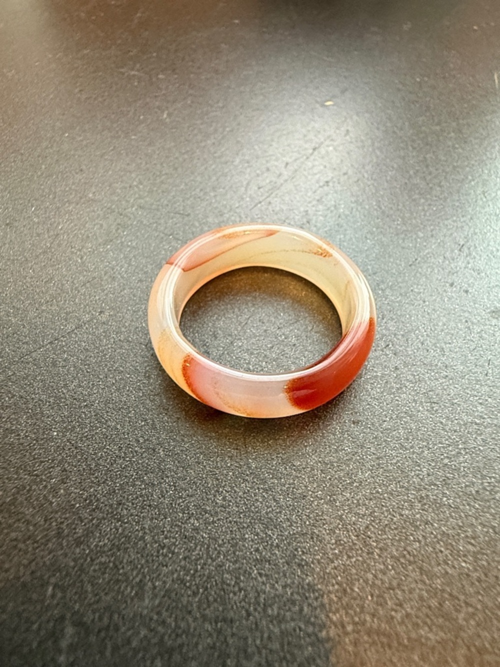 Stone Ring with Cream and Rust